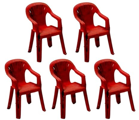 KiBcsLic 5-Piece Miniature Garage Model Car Workshop Furniture Chair Accessories Made of Resin with Realistic Design for Diorama Shop Window Model Car, Red