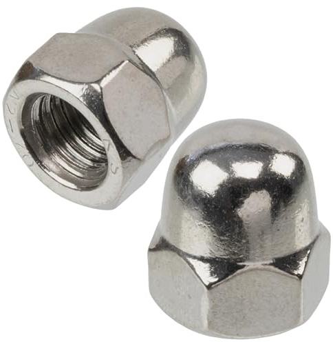 AERZETIX Écrous borgne hexagonaux M12 tête dôme creuse, Lot de 15 | Acier couleur argent, Pour assemblage décoratif, Fixation sur tige filetée, Travaux de métallerie
