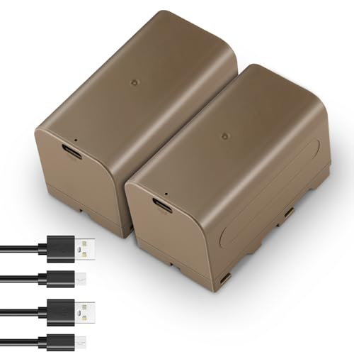 NEEWER 2Pcs 4400mAh Baterías Repuesto Batteries para NP-F750, 4Hrs Carga Completa con Puerto/Cable USB C, Recargable Cámara Videocámara Luz Monitor Batería Compatible con Sony NP-F550 F750 F950 F970