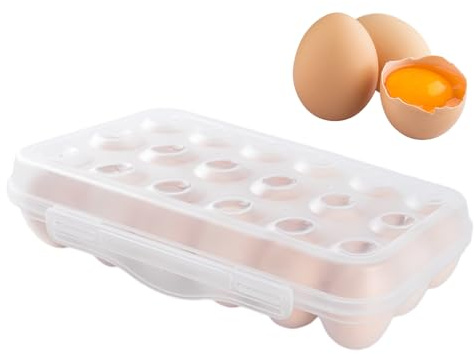 Kylskåpsförvaring av ägg: Högkvalitativ anti-kollisionsstaplad transparent design, avancerad behållarteknik med trycköppningsstöd, ge