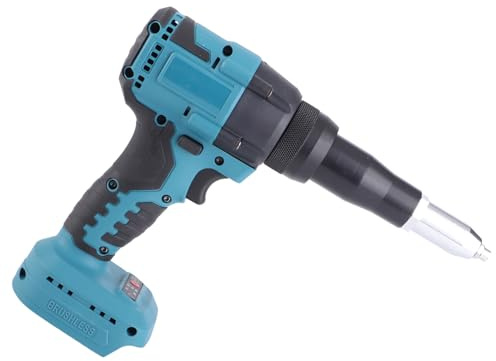 Aumotop Pistola Remachadora Eléctrica sin Escobillas, Inalámbrica, Azul, de 18 V, para Batería BL1815 de 3,2 a 4,8 Mm, Herramienta Manual Ergonómica Operación con una Sola Mano para Trabajo Alta