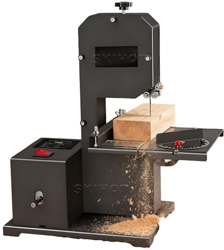 DHMYYXGS Scie À Ruban D'Établi 800w Professionnelle Scie sur Table,1750 TR/Min & Table Inclinable 0-45°,70mm Capacité Coupe,pour Bois Métal Mousse Fabrication