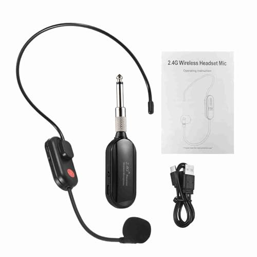RASTKY Cuffie con Microfono Wireless Amplificatore Vocale Professionale Leggero Effetto Scenico 3D per Cantare e Parlare, Nero
