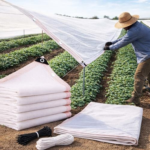 Telo Ombreggiante Bianco 50% UV Rete Protettiva con Occhielli, Vela da Sole Antivento Traspirante per Ombreggiare Piante, Serre, Pergole, Giardini, Balconi, Orto, Pollai ed Esterni(3 * 4.5m)