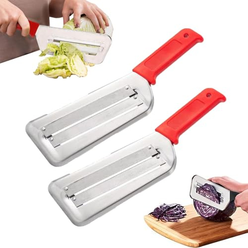 Trinciatrice Per Verdure A Doppia Lama, 2Pezzi Multifunzionale Coltello Tritatutto In Acciaio Inossidabile, 2 Fette Coltello Per Squame Di Pesce Pulitore Per Coltelli Cavolo Cetriolo Carota Cipolla