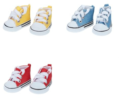 NBEADS 3 Paio 3 Colori Scarpe per Mini Bambole, Mini Dolls Sneakers In Tela Scarpe per Bambole Accessori per Vestire Bambole Abiti per Scarpe Materiale di Ricambio, 54.5x32x35mm
