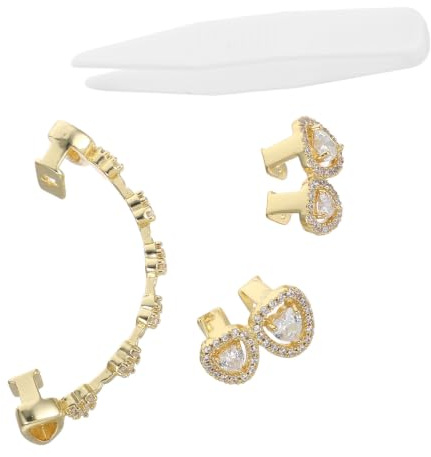 Healeved 3 Stück Hip Hop Halloween Zahngrill für Männer und Frauen Herzförmiger Goldener Zahnschmuck aus Kupfer mit Zirkonia Bequeme Passform und Einzigartiges Cosplay Design