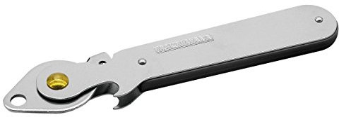 Fackelmann 45514 Palanca abrelatas con abrebotellas 15 cm de níquel/HDPE/Acero Inoxidable, Plata/Negro, 15 x 8 x 1.5 cm