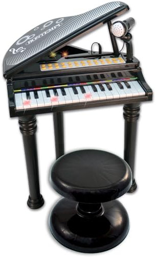 Bontempi | HarmonyKeys - Piano Elettronico 31 Tasti con Microfono e Sgabello per Crescere con la Musica, Nero