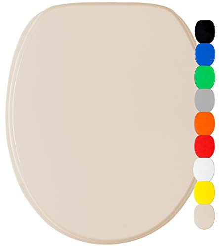 Sanilo Soft Close Toilet Seat with Quick Release, Toilet Lid Detachable at the Press of a Button, Easy Installation from Above (Beige)