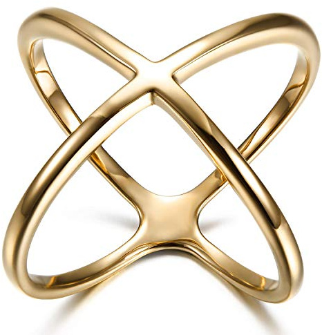 JewelryWe Schmuck Damen-Ring, Edelstahl Kreuz Infinity Unendlichkeit Zeichen Symbol Ring Verlobungsringe Trauringe Eheringe, Silber, Größe 52 bis 62