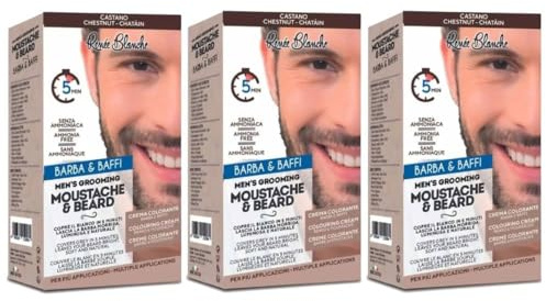 Renee Blanche Colorazione Per Barba E Baffi Tintura Colore Castano Senza Ammoniaca 2X20 Ml (Castano, 3 Unità)