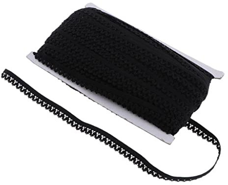 Hellery 50 Yards Elastisches Spitzenband Stretch Spitzenband Nähen Kleid DIY, Schwarz