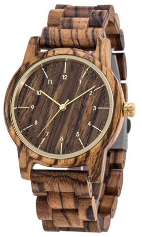 RORIOS Orologio Legno da Uomo Orologio da Polso Orologio Analogico Al Quarzo Moda Orologio di Peso Leggero Naturale Orologio di Legno