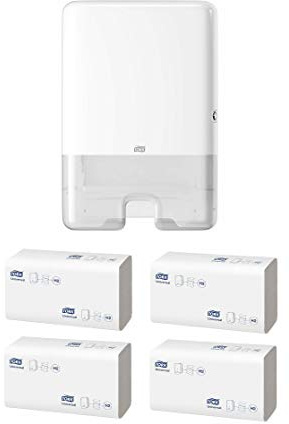 Tork Xpress Spender für Multifold Papierhandtücher 552000, Elevation Design - H2 Handtuchspender für Falthandtücher zur Einzeltuchentnahme, schlankes Design, weiß (Weiß, Spender + 920 Tücher)