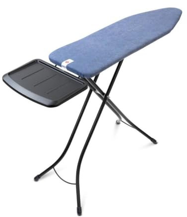 Brabantia - Ironing Board B - Extra Large Steam Iron Rest - Adjustable in Height - Non-Slip Rubber Feet - Cotton Cover with Foam Layer - Foldable Unit - Denim Blue - 124x38 cm