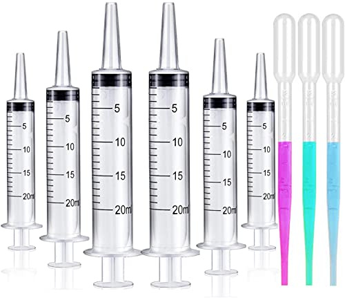 20ml Syringe for Liquid - Syringes without Needle - 20 ml Sterile Packed Plastic Syringe with Dropper for Medicine Student Lab Measuring Liquids and Pet Feeding Oral Food, Jello ( 6 Pack )