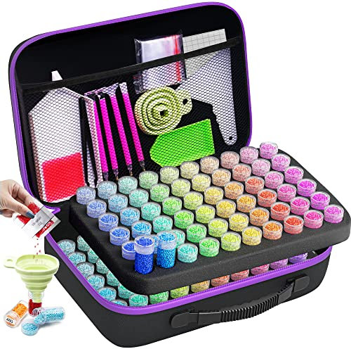 ARTDOT 5D Diamond Painting Zubehör Boxen, 120 Stück Diamant Painting Aufbewahrungsbox mit Koffer Trichter Stickers
