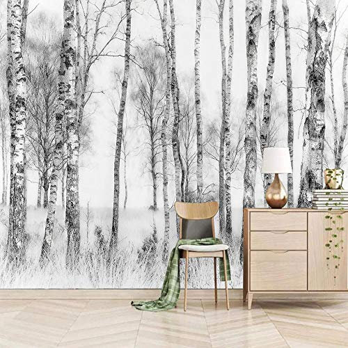 JXMFYY Papier Peint Panoramique 200x150cm Forêt De Bouleaux Papier Peint Intissé Chambre Salon Restaurant Moderne Décoration De La Maison Wallpaper Murales