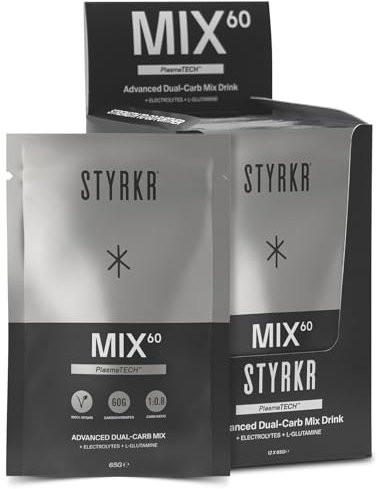 Energy Powder Sachets by Styrkr - Pack of 12 Energy Powder Mix for Cycling & Running - Approved by Endurance Atheletes - 60g of Carbs via Advanced Dual-Carb Formulation - MIX60 12x Pack