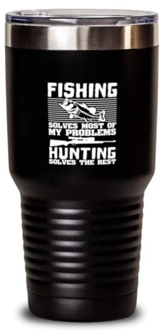 850 ml Becher Edelstahl isoliert lustiges Angeln löst die meisten meiner Probleme, Jagd löst den Rest Abenteuer Fischer