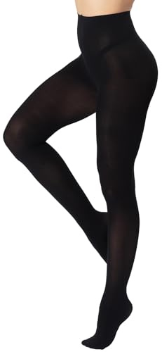 DUCMODA Collant Femme Taille Haute 80 denier Doux Semi Opaque Extensible noir l
