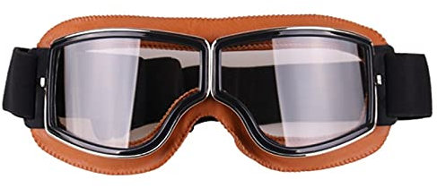 TMDGG Retro Outdoor Motorrad Brille Vintage Motocross Brille Sport Leder Radfahren Dirt Bike Sonnenbrille (Farbe: gelbe Box transparent)
