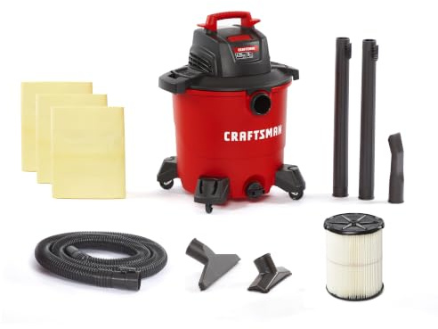 CRAFTSMAN CMXEVBE18590 9 Gallon 4,25 Peak HP Wet Dry Vac, bärbar butik vakuum våt och torr med filter, 3 dammpåsar, slang och tillbehör för hem, garage och fordonsrengöring