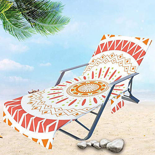 Surwin Schonbezug Für Gartenliege Strandliegenauflage Frottee Liegenauflage Stuhl Strandtuch Sun Lounger Bezug mit Tasche Sporthandtuch für Strand Garten Schwimmen (Rot,75x210cm)