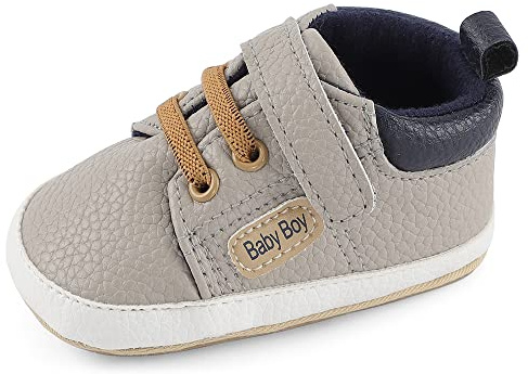 MASOCIO Scarpe Neonato Scarpine Primi Passi Bimbo Maschio Scarpette Bambino Taglia 20 Grigio 12-18 Mesi