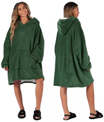 Sienna Hoodie Decke Kuscheldecke mit Ärmeln Deckenpullover Vielseitig Tragbare Decke zum Anziehen für Damen & Herren, Sweatshirt Warm Kuschelpullover Erwachsene weich Ärmeldecke Oversize