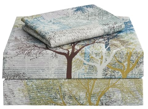 JSD Rustic Print Sheet Set Twin Size, 3 Piece Tree Pattern Soft Microfiber Bedding Sheets Extra Deep Pocket
