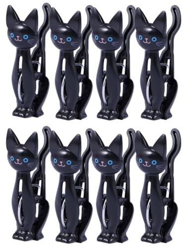 Abaodam 8Pcs Cat Clothespins Food Bag Sealing Clips Mini Clothes Pegs for Snack Storage Household Use Colorful Plastic Clips