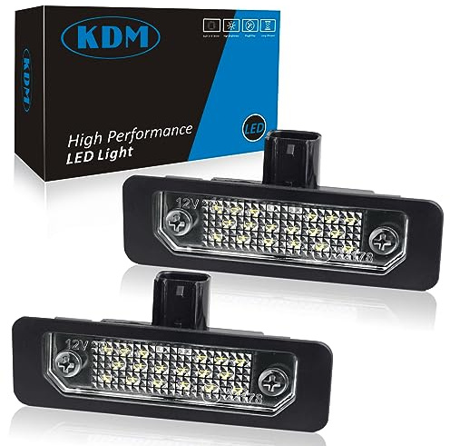 KDM LED License Number Plate Light Assembly Fit for Ford Mustang 2010-2014,Fusion 2006-2012,Taurus 2010-2019,Flex Focus Lincoln Mercury Rear Bumper Tag Lamp Replacement 6000K Bright White,2Pack