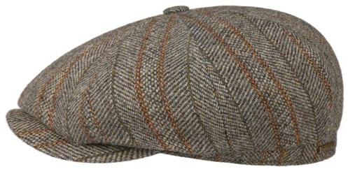 Stetson Hatteras Herringbone Stripe Flatcap Herren Made in EU Herbst Winter beige XXL (62-63 cm)
