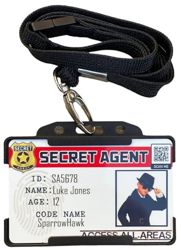 Cards Secret Agent/Spy ID, Children - Personalised Name And photo