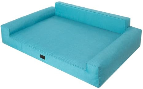 DOGGY Hundebett, Hundematratze, Hundecouch, für kleine und große Hunde, Hundekissen, Hundekorb, Haustier, Schlafplatz, Hundemöbel, Blau, XL: 98x66 cm