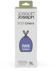 Joseph Joseph IW8 Öko Müllbeutel aus recyceltem Kunststoff, Küchenabfallbeutel mit Kordelzug, extra stark - Packung mit 20 Stück, fasst 5 Liter
