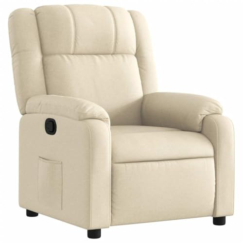 vidaXL Relaxsessel, Sessel mit Liegefunktion, Fernsehsessel Verstellbare Rückenlehne Fußteil, Liegesessel Ruhesessel Polstersessel, Creme Stoff