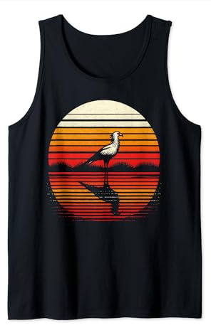 Sekretär Vogel Sonnenuntergang Retro Stil Safari Vintage 70er Jahre Tank Top