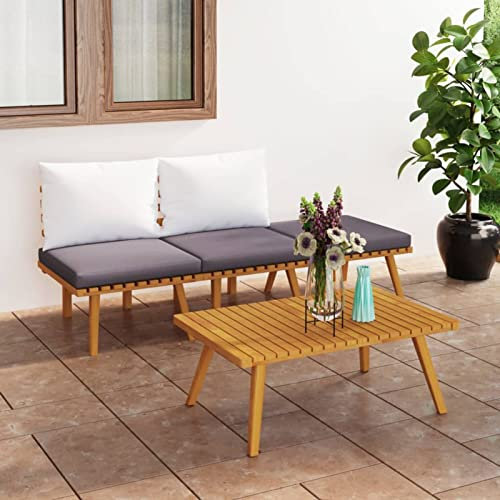 ShCuShan 4-TLG. Garten-Lounge-Set mit Kissen Balkon MöBel Set Lounge MöBel Outdoor Garten LoungemöBel Set Massivholz Akazie - 3087029