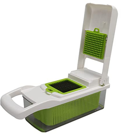 Vegetable Chopper, Mandoline Slicer Cutter Grater for Kitchen, Food Slicer Dicer, Adjustable Chopper with Grater and Container for Onions, Potatoes (White)