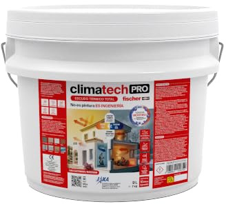 fischer - Climatech Pro - Escudo Térmico Total, Aislante Térmico Reflexivo Interior o Exterior para Pared, Techo, Tejado, Fachada o Habitación (9 L)