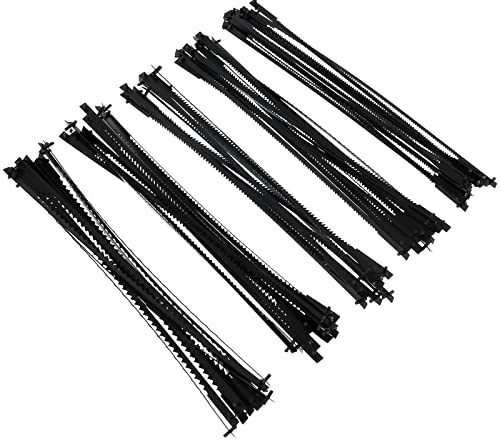 60 Pcs Sägeblätter Dekupiersäge mit Stift 76.2mm 10/15/18/20/24 TPI Dekupiersägeblätter Kohlenstoffstahl Dekupiersäge Sägeblätter Dekupiersägeblatt Set für Hart-/Weichholz Kunststoff Kupferweichmetall