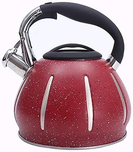 CHFYIJYHM Bouilloire à thé sifflante théières Rouge en Acier Inoxydable sifflante théière Camping bouilloires avec poignée résistante à la Chaleur for thé café Lait 220114