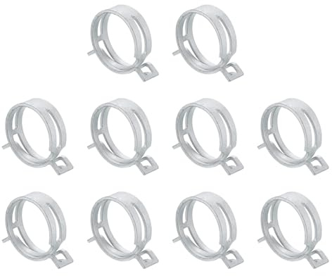 Sourcingmap 10Pcs Spring Band Type Action Fuel/Silicone Vacuum Hose Pipe Clamp, 38mm Low-Pressure Air Spring Hose Clip Clamp for Automotive Oil Pipe Water Pipe, Silver