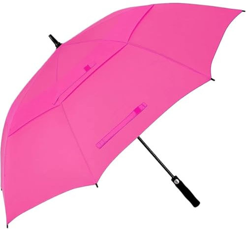 ENWWCH Stock-Regenschirme 1PC Automatisch öffnender Golfschirm Großer Regenschirm Übergroßer, doppelt belüfteter Baldachin Wasserdichter, winddichter Stockschirm Für Regenschutz(Hot Pink,54inch)