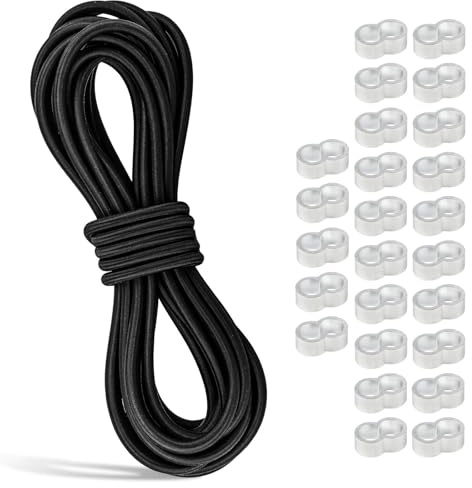 NVIYAM 8 mm x 10 m Tendeur Elastique Noir Cordon, Tendeur Elastique Noir, Corde Elastique pour Bache, Corde Elastique, Sandow Elastique pour Bâche Camping Tente, Vélo, Moto
