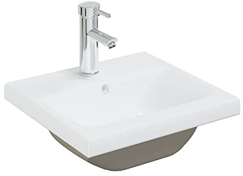 Snsowed Lavabo da Incasso con Rubinetto 42x39x18 cm in Ceramica Bianco,Lavandini Bagno,Lavabo da Incasso,Lavandini,Lavandini Bagno-148623