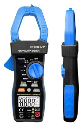 TIEOAXFT Pince multimètre numérique AC/DC 580S-APP avec connectivité Bluetooth, Ouverture de mâchoire de 45 mm, Maintien des données, Instruments électrotechniques